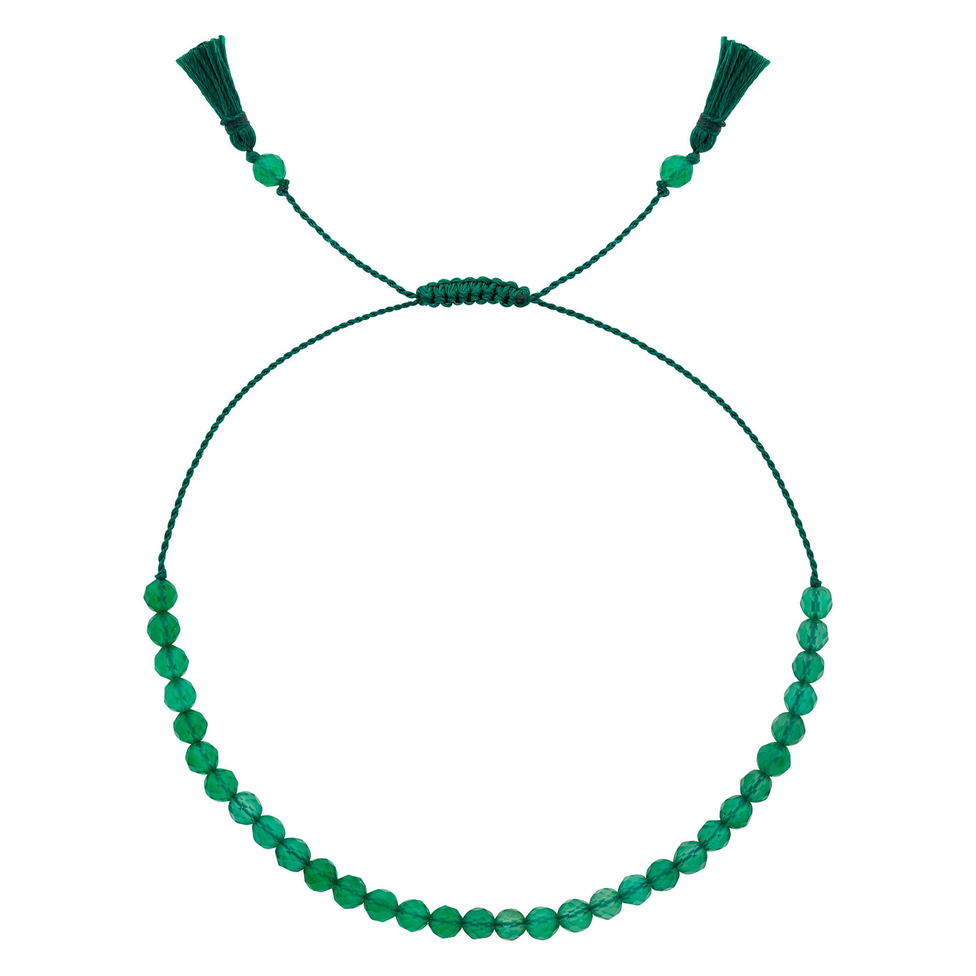 MAY Birthstone: Green Agate Women's Delicate Faceted Mini Tassel Bracelet