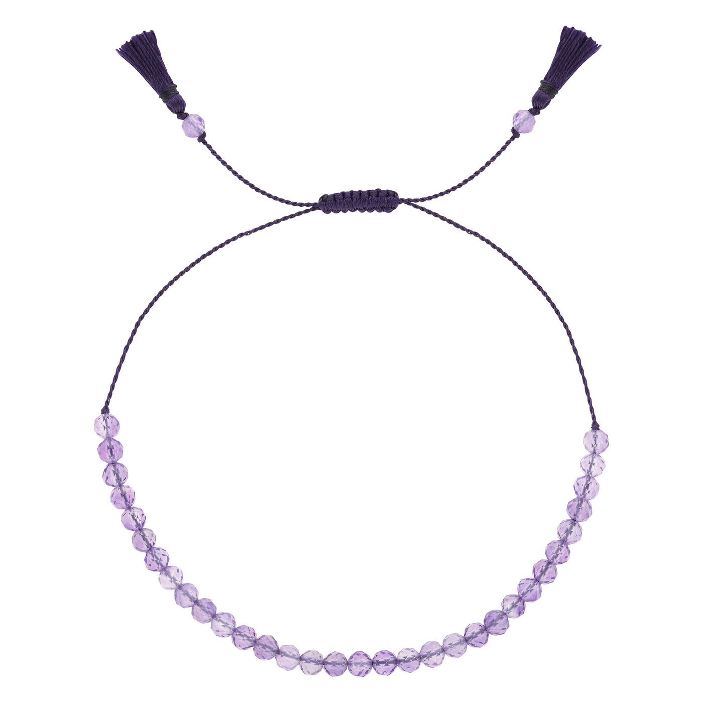 FEBRUARY Birthstone: Amethyst Women's Delicate Faceted Mini Tassel Bracelet