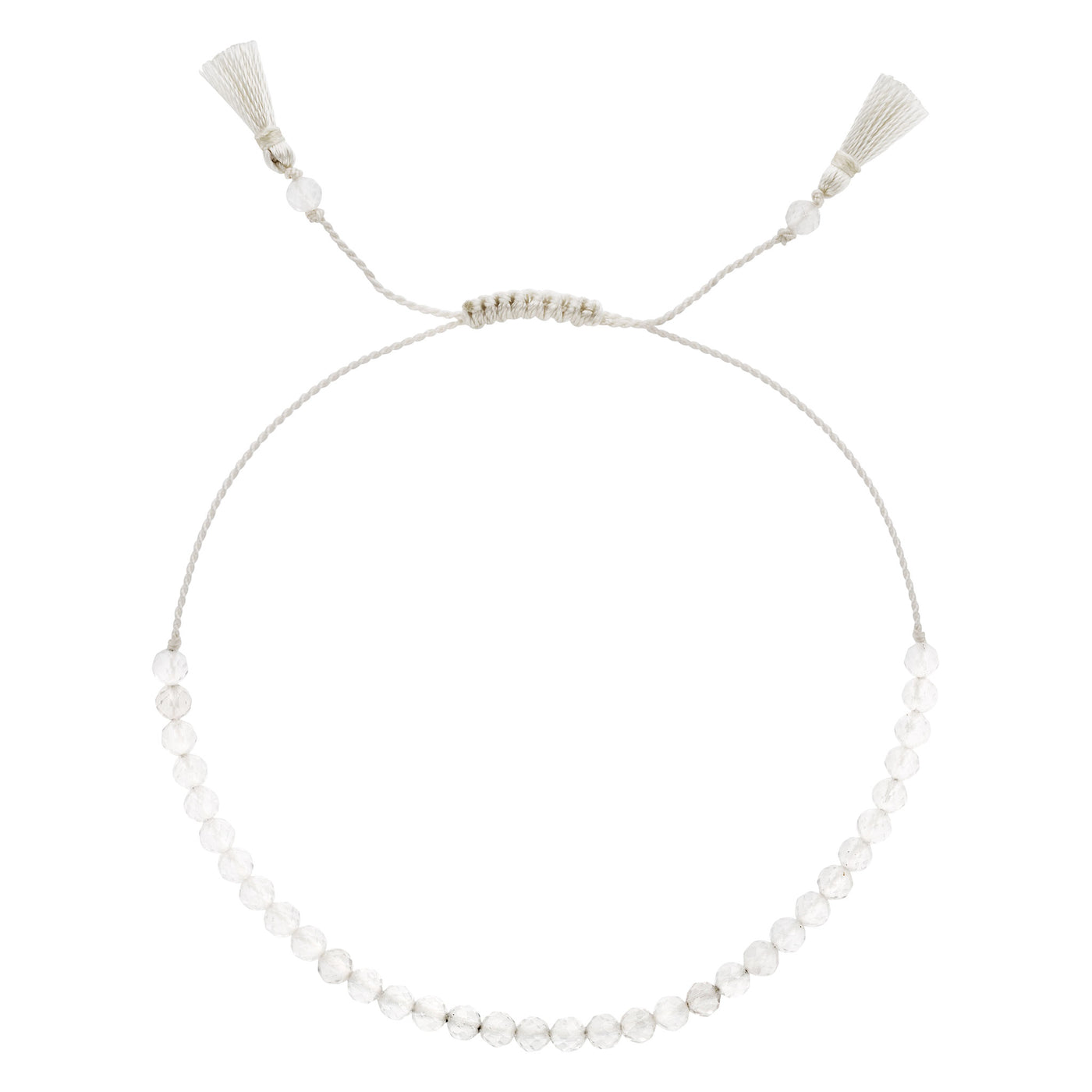 APRIL Birthstone: Crystal Quartz Women's Delicate Faceted Mini Tassel Bracelet