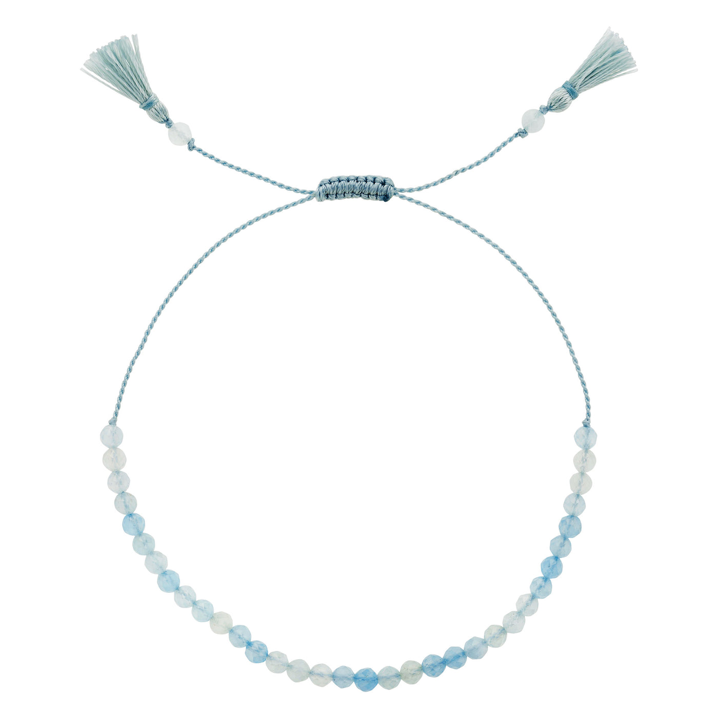MARCH Birthstone: Aquamarine Women's Delicate Faceted Mini Tassel Bracelet