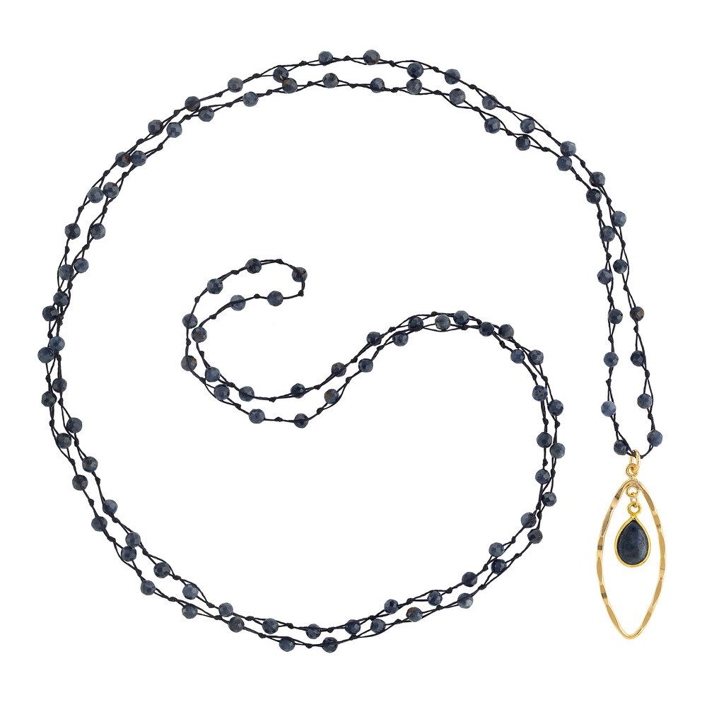 Sapphire (September) Women’s Delicate 36” Loose-Knot Faceted Birthstone Necklace - malaandmantra