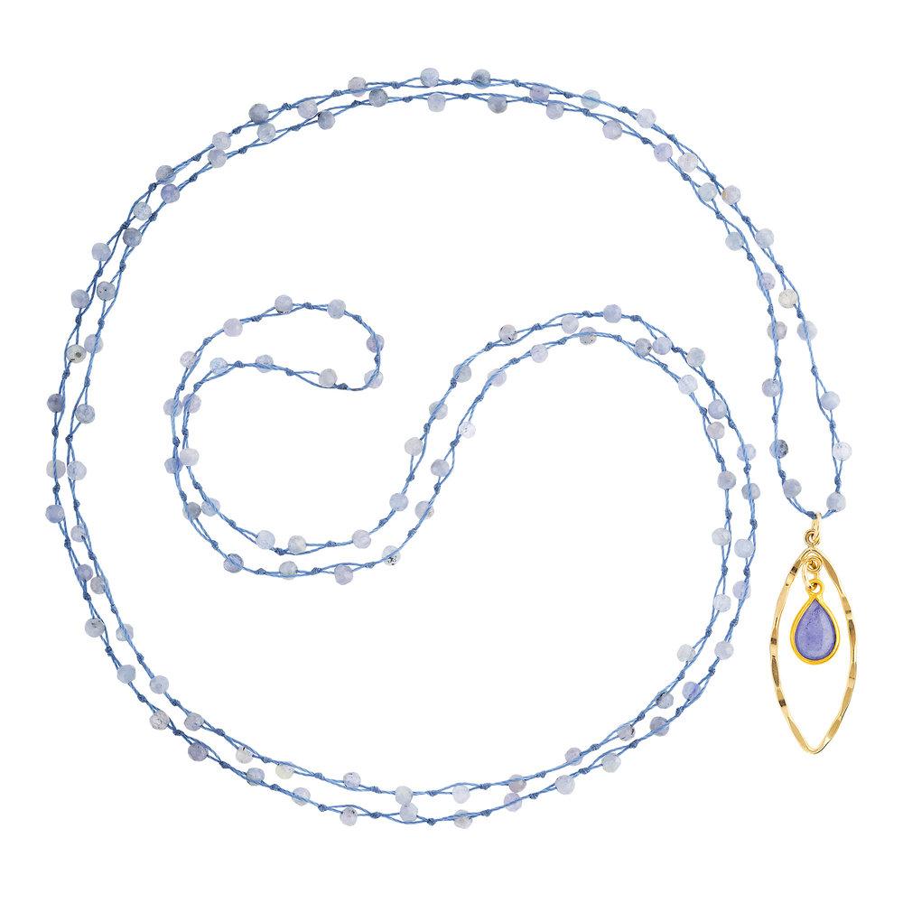 Tanzanite (December) Women’s Delicate 36” Loose-Knot Faceted Birthstone Necklace - malaandmantra