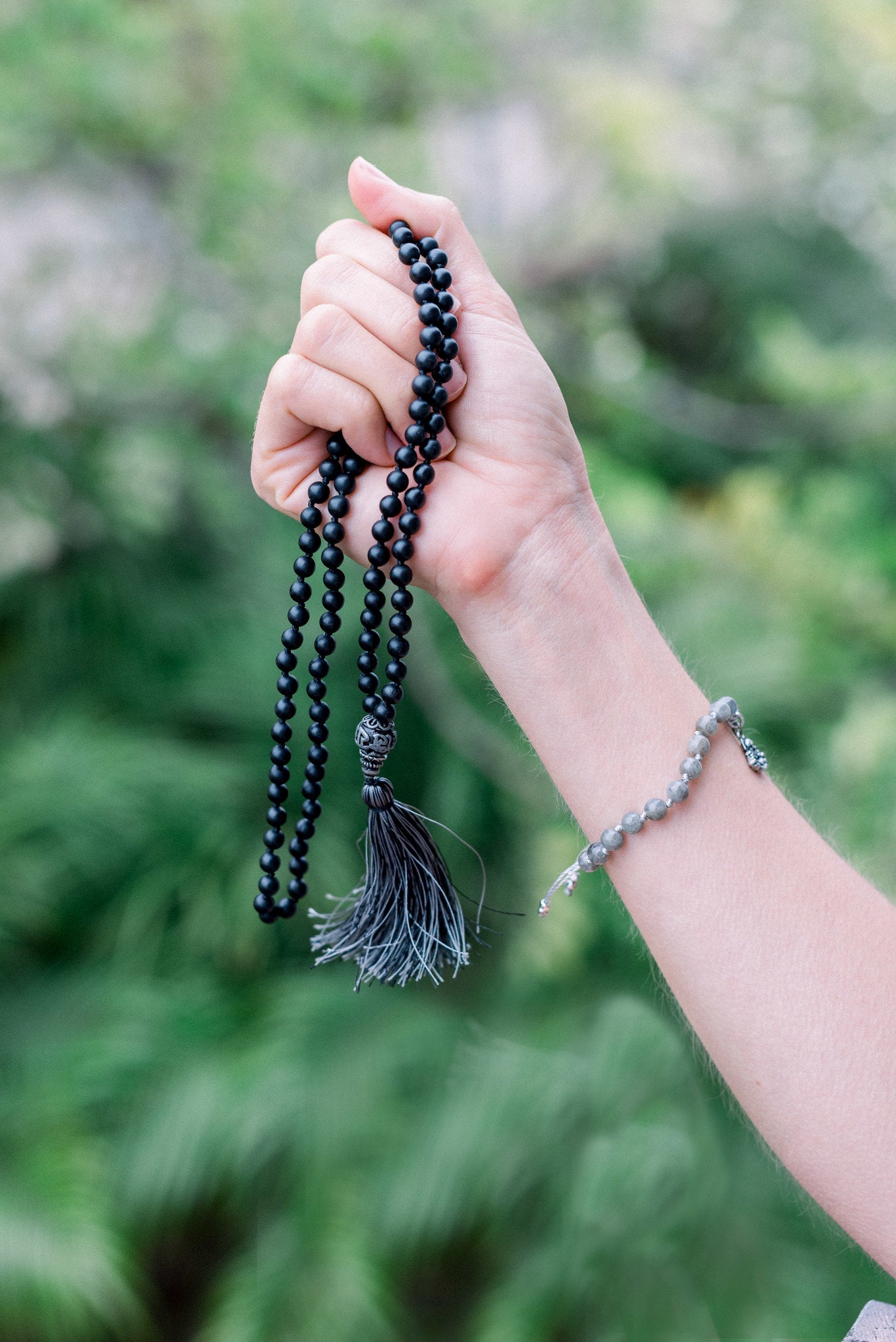 PROTECTION: Black Agate 108 Bead Hand-knotted Mala Necklace