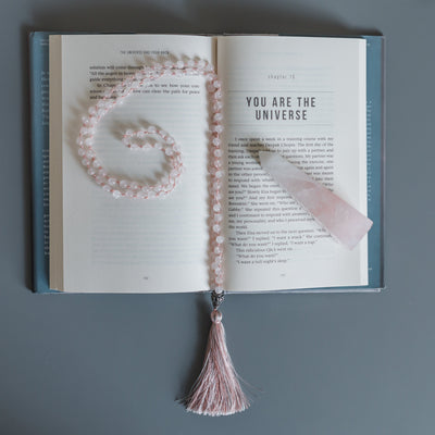 LOVE: Rose Quartz 108 Bead Hand-knotted Mala Necklace