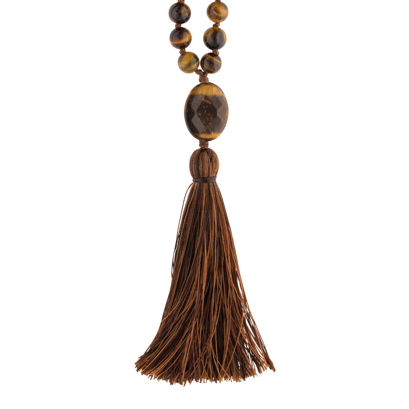 COURAGE: Tiger's Eye Calming Stone 108 Bead Hand-knotted Mala Necklace (6mm)