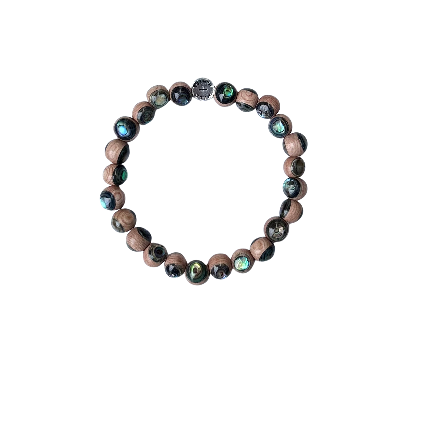 PĀUA MALA-Abalone Shell and Rosewood Unisex Stretch 6mm Bracelet