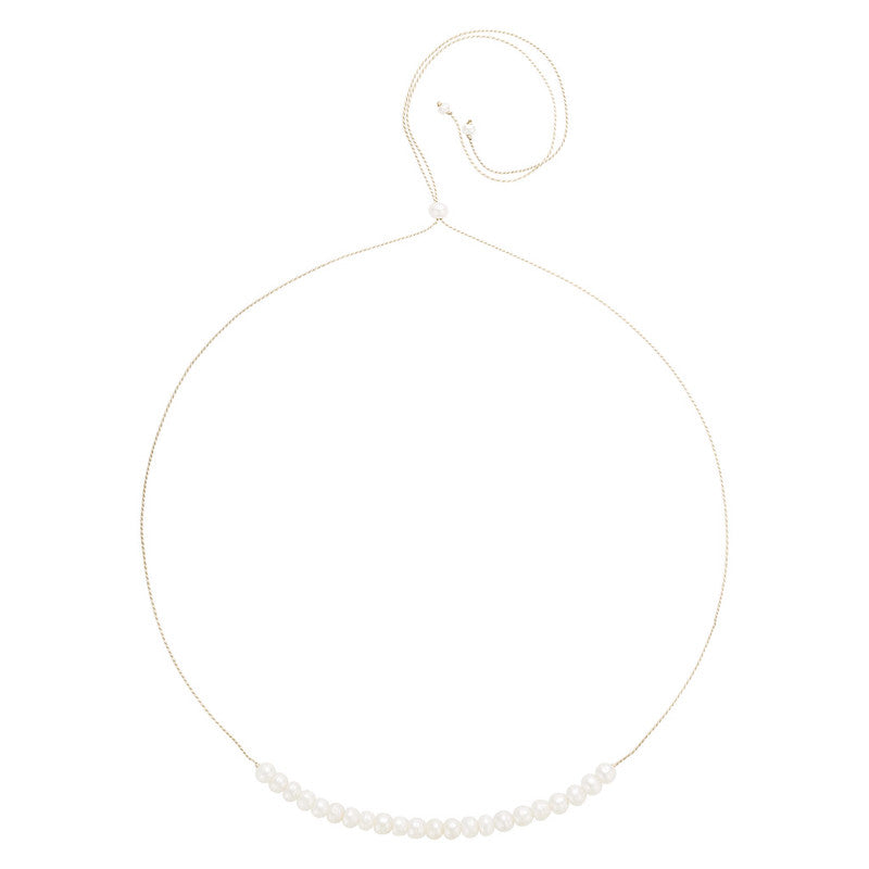 Pearl Bar Adjustable Necklace White