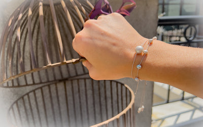 Floating Pearl Bracelet Gray