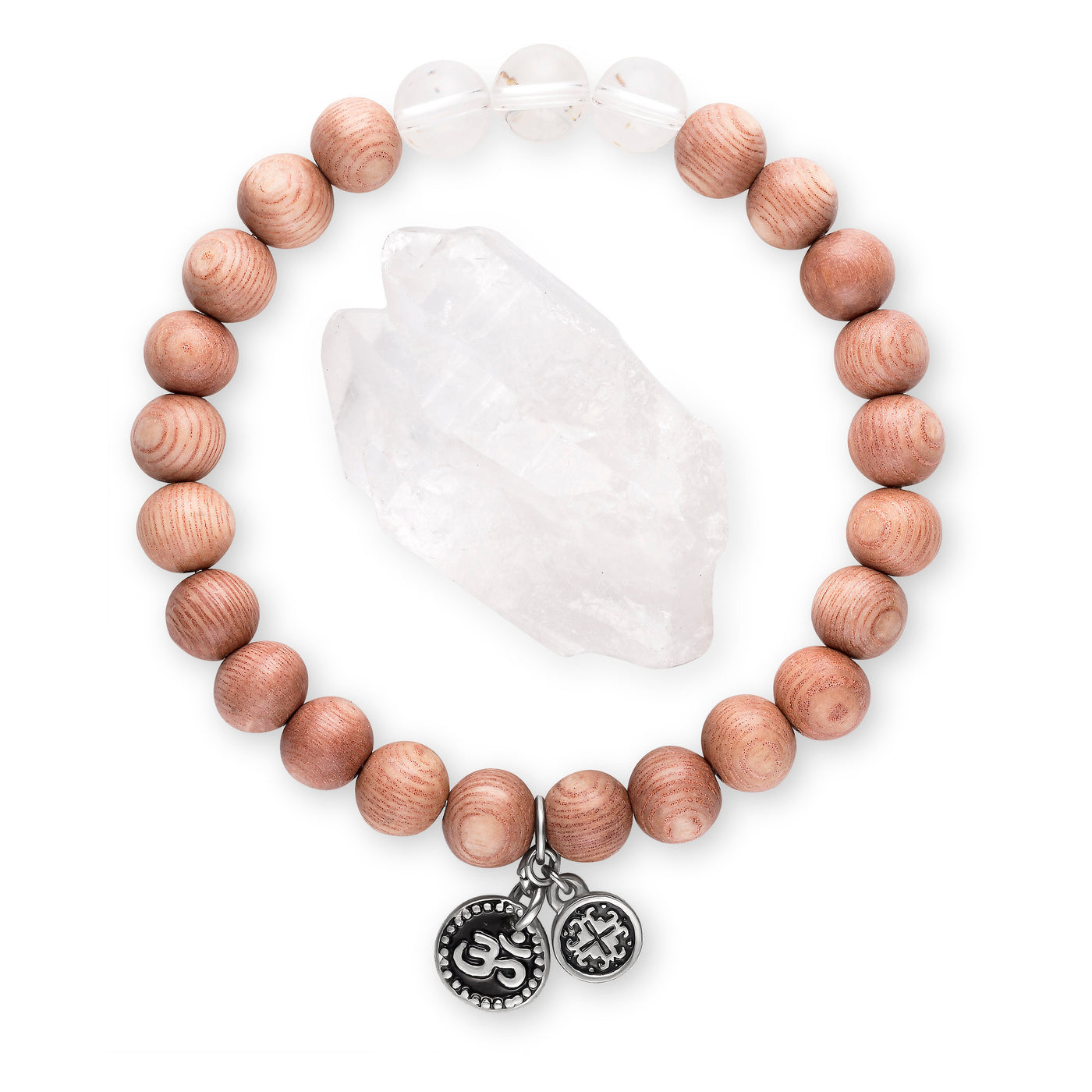 CLARITY: Gemstone Gift Set: Triple Happiness Crystal Quartz Charm Bracelet with Gemstone