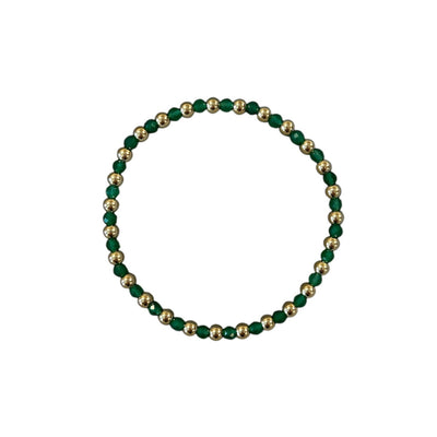MAY: Green Agate Birthstone Bliss + 14k Gold Filled Beaded Stretch Bracelet (3-4mm)