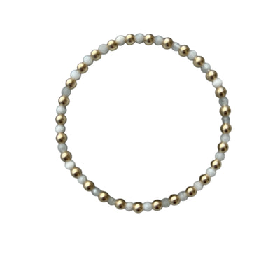 JUNE: Moonstone Birthstone Bliss + 14k Gold Filled Beaded Stretch Bracelet (3-4mm)