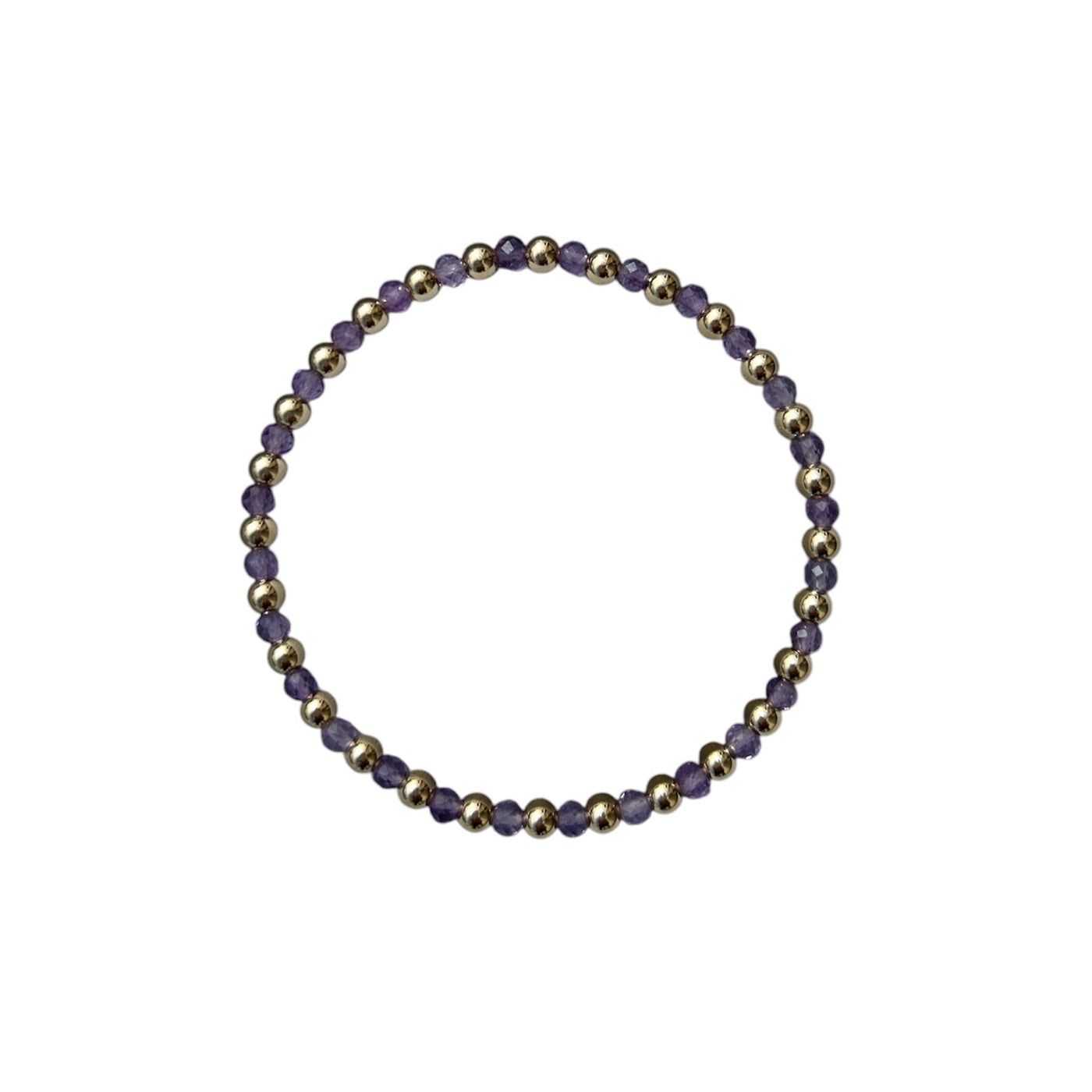 FEBRUARY: Amethyst Birthstone Bliss + 14k Gold Filled Beaded Stretch Bracelet (3-4mm)