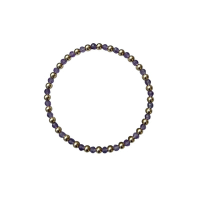 FEBRUARY: Amethyst Birthstone Bliss + 14k Gold Filled Beaded Stretch Bracelet (3-4mm)