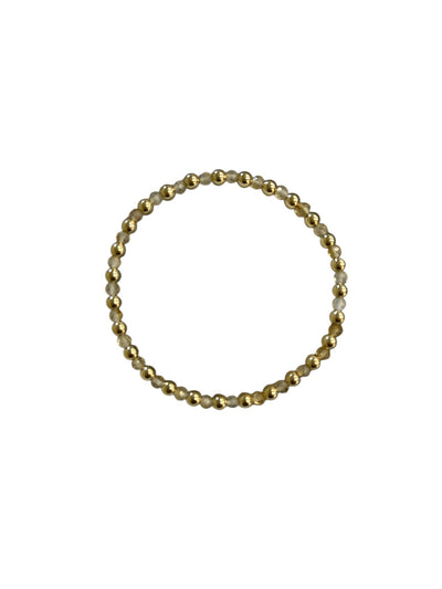 November: Citrine Birthstone Bliss + 14k Gold Filled Beaded Stretch Bracelet (3-4mm)