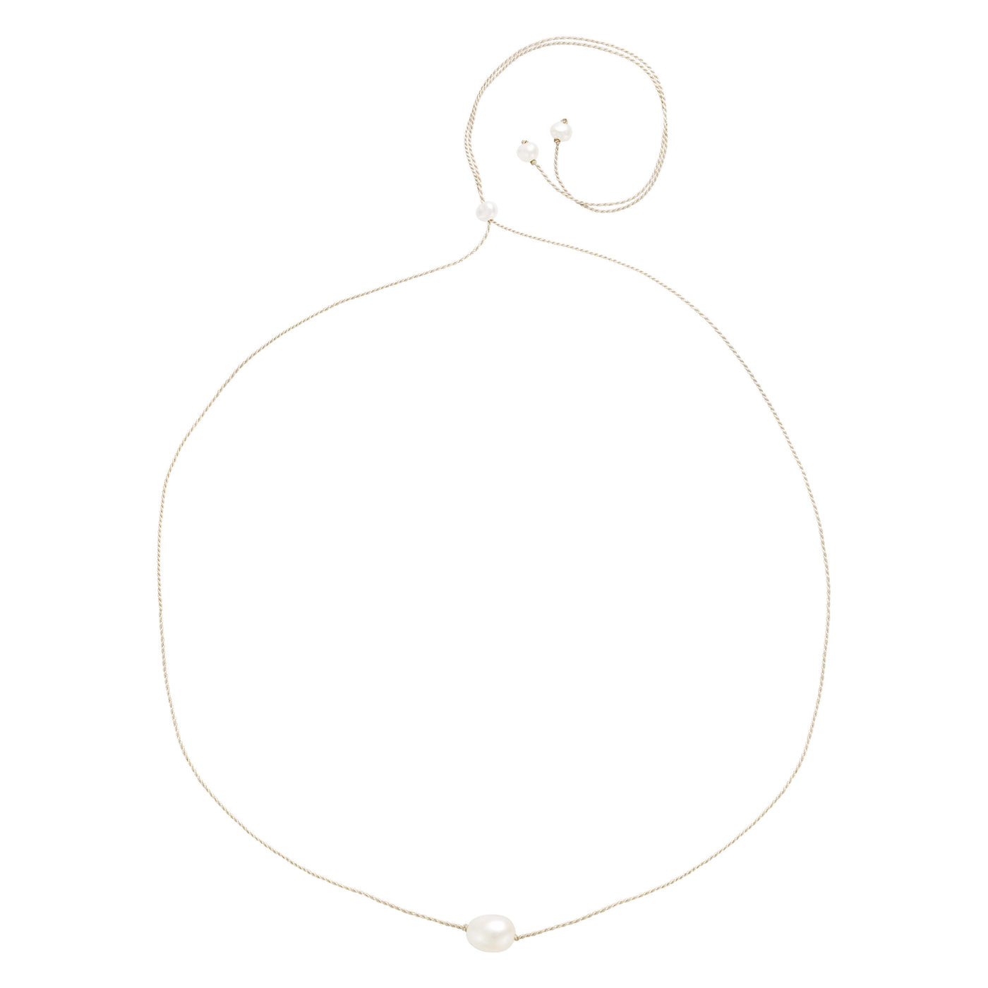Floating Pearl Adjustable Necklace White