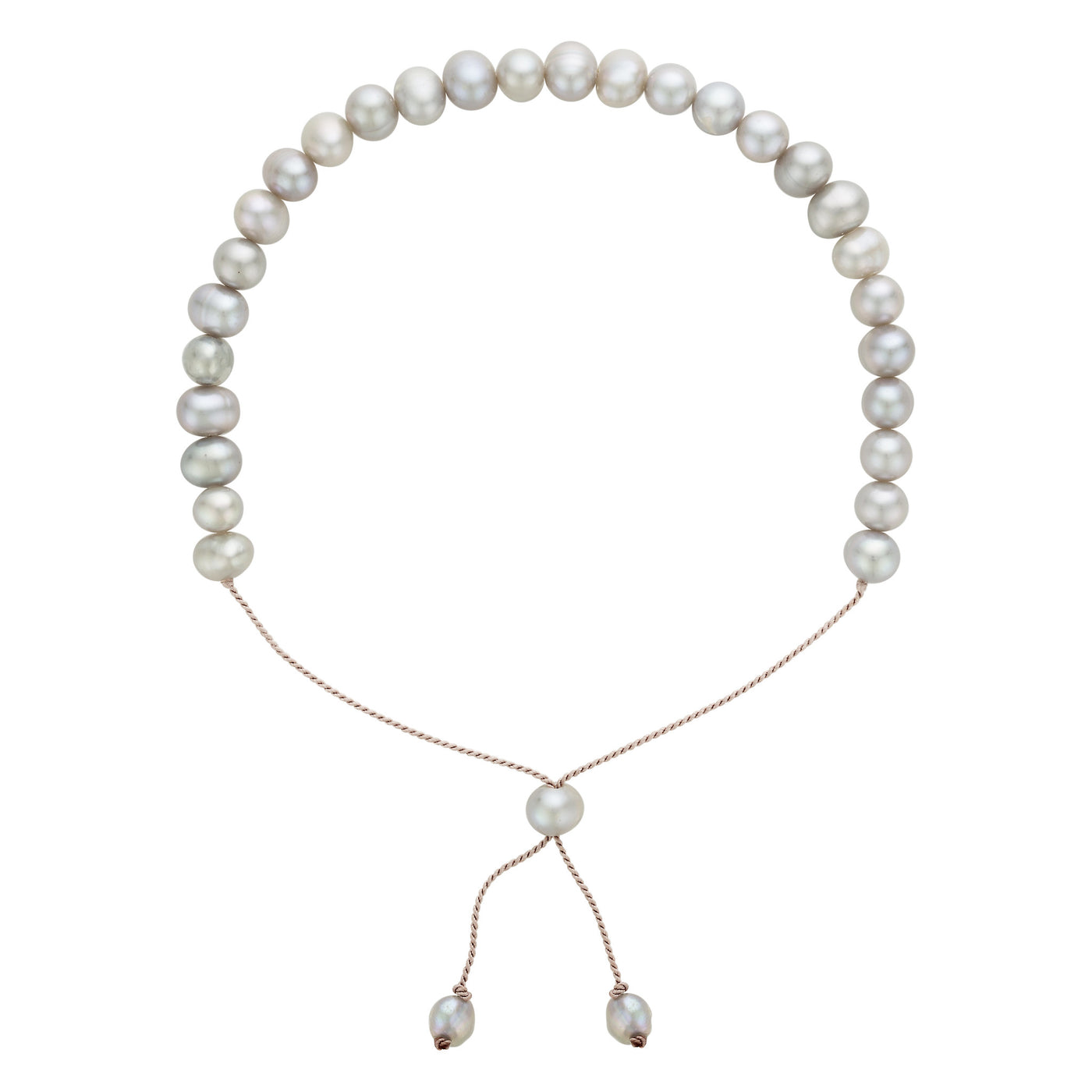 Pearl Adjustable Bracelet with Pearl Drop Ties Gray