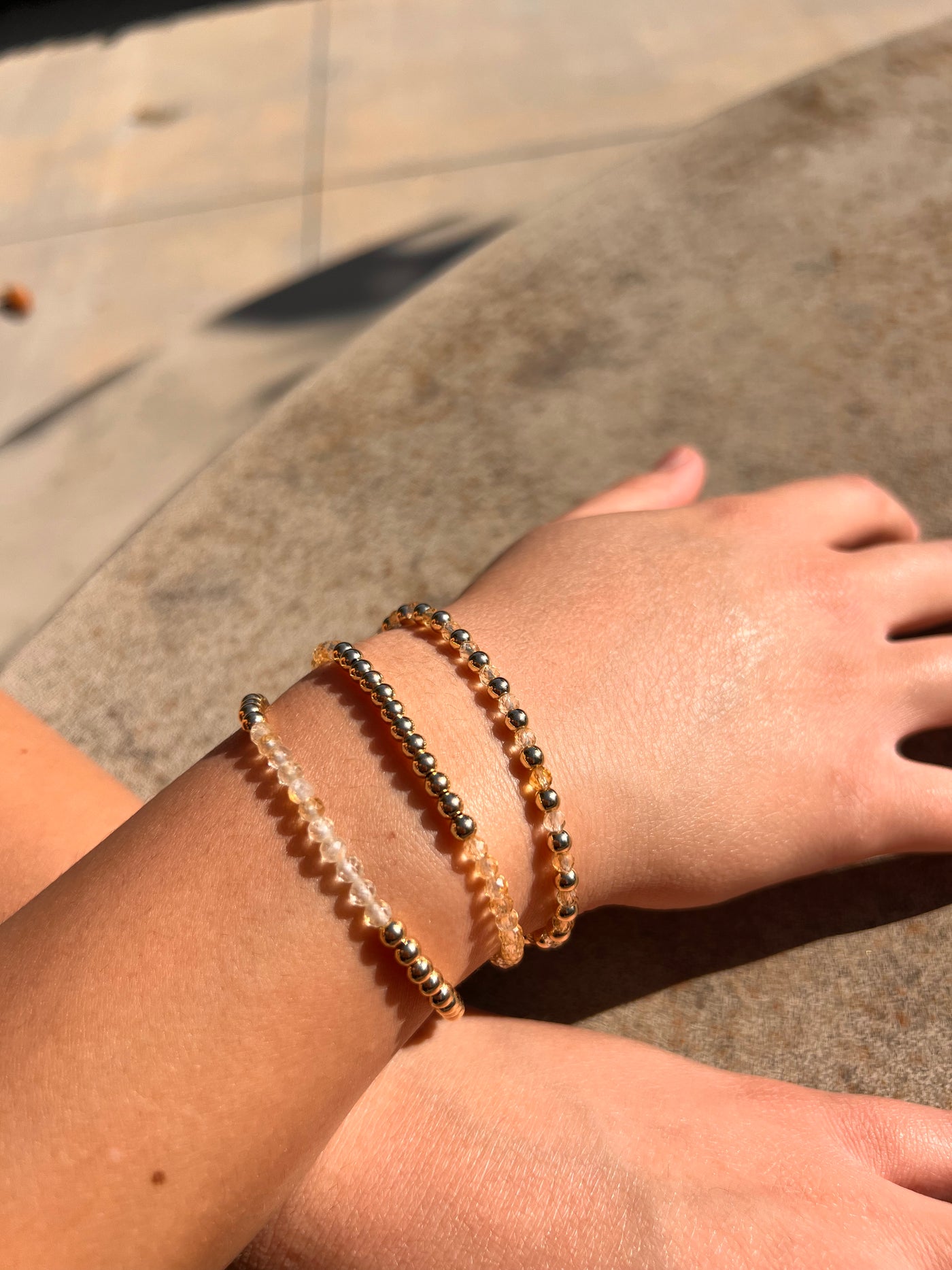 NOVEMBER Birthstone: Citrine + Gold Filled Beaded Birthstone Bar Stretch Bracelet