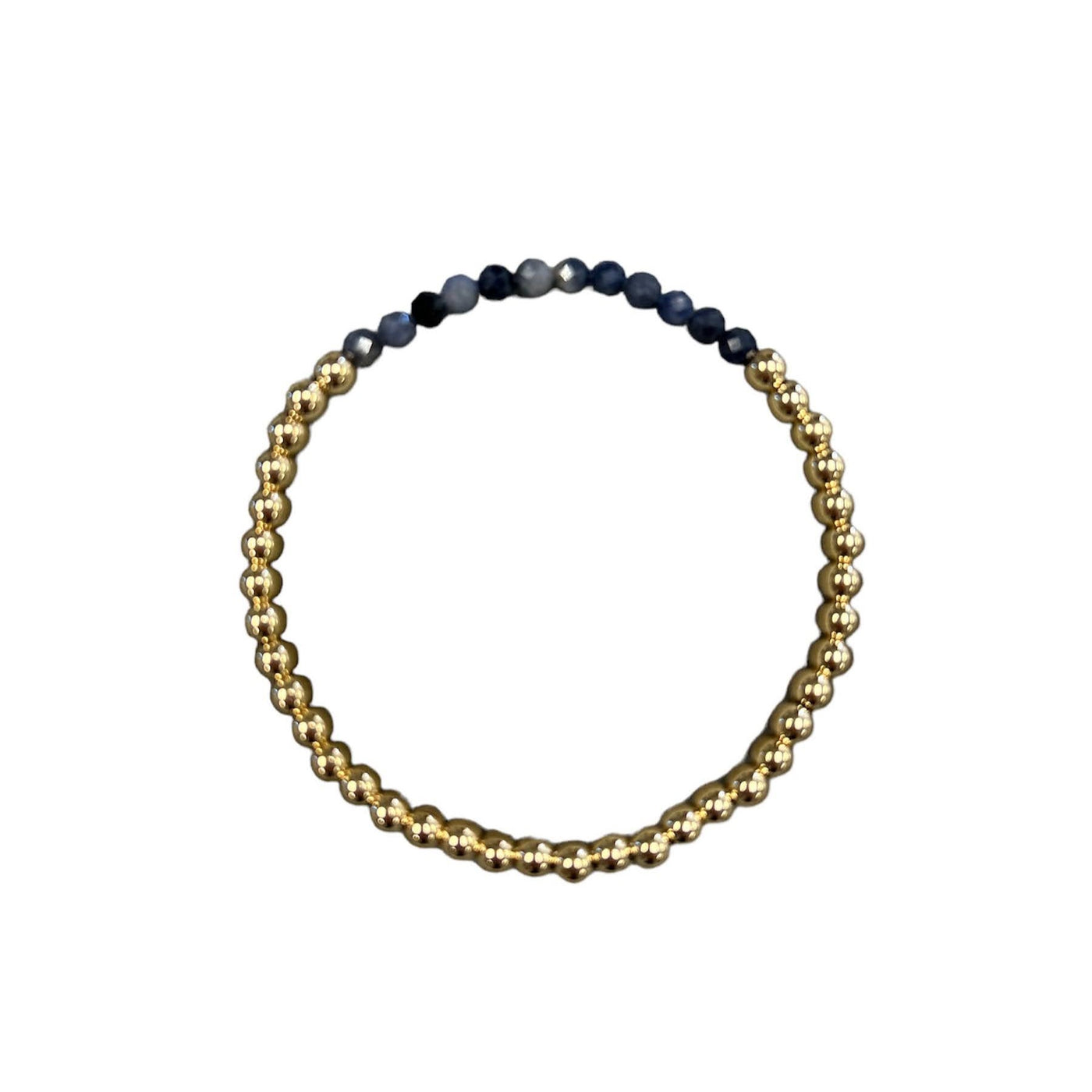 SEPTEMBER Birthstone: Sapphire + Gold Filled Beaded Birthstone Bar Stretch Bracelet
