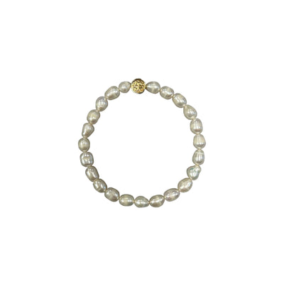 Las Perlas LUXE stretch 7mm White Pearl Bracelet