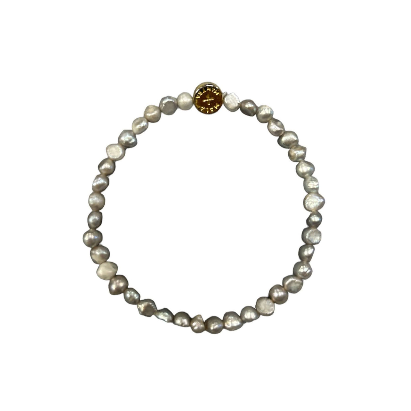 Las Perlas LUXE stretch 4mm Gray Pearl Bracelet