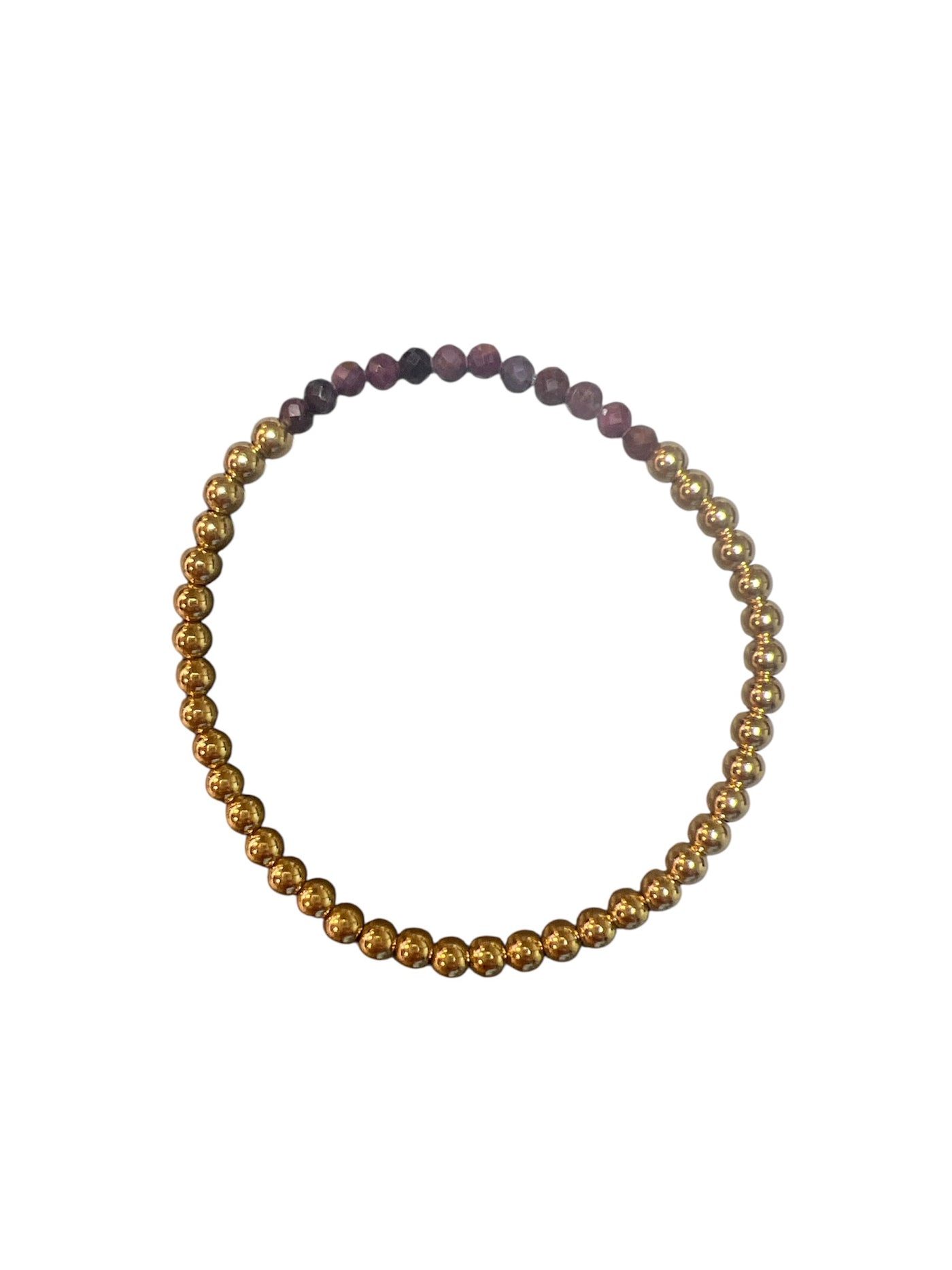 JANUARY Birthstone: Garnet + Gold Filled Beaded Birthstone Bar Stretch Bracelet