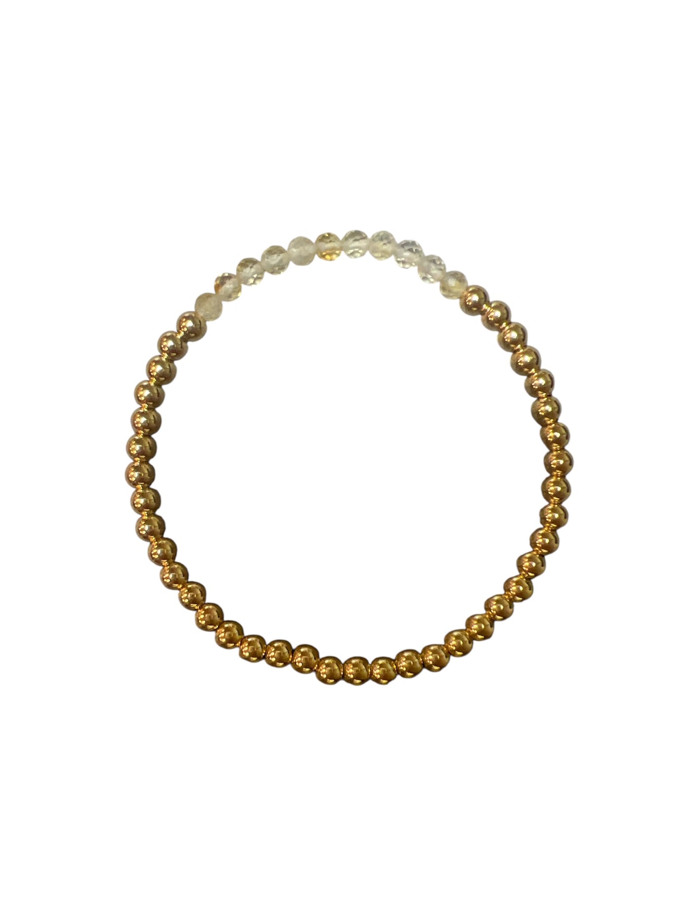 NOVEMBER Birthstone: Citrine + Gold Filled Beaded Birthstone Bar Stretch Bracelet
