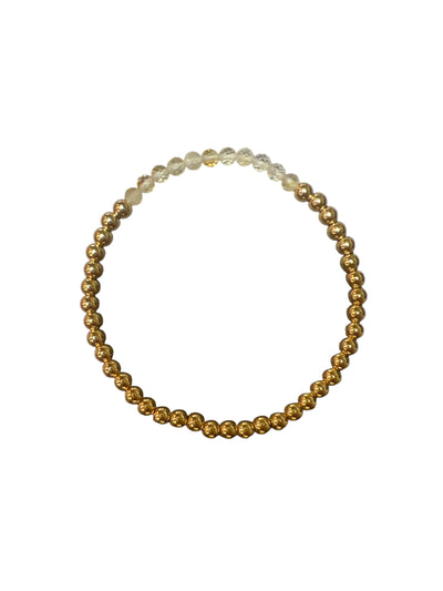 NOVEMBER Birthstone: Citrine + Gold Filled Beaded Birthstone Bar Stretch Bracelet