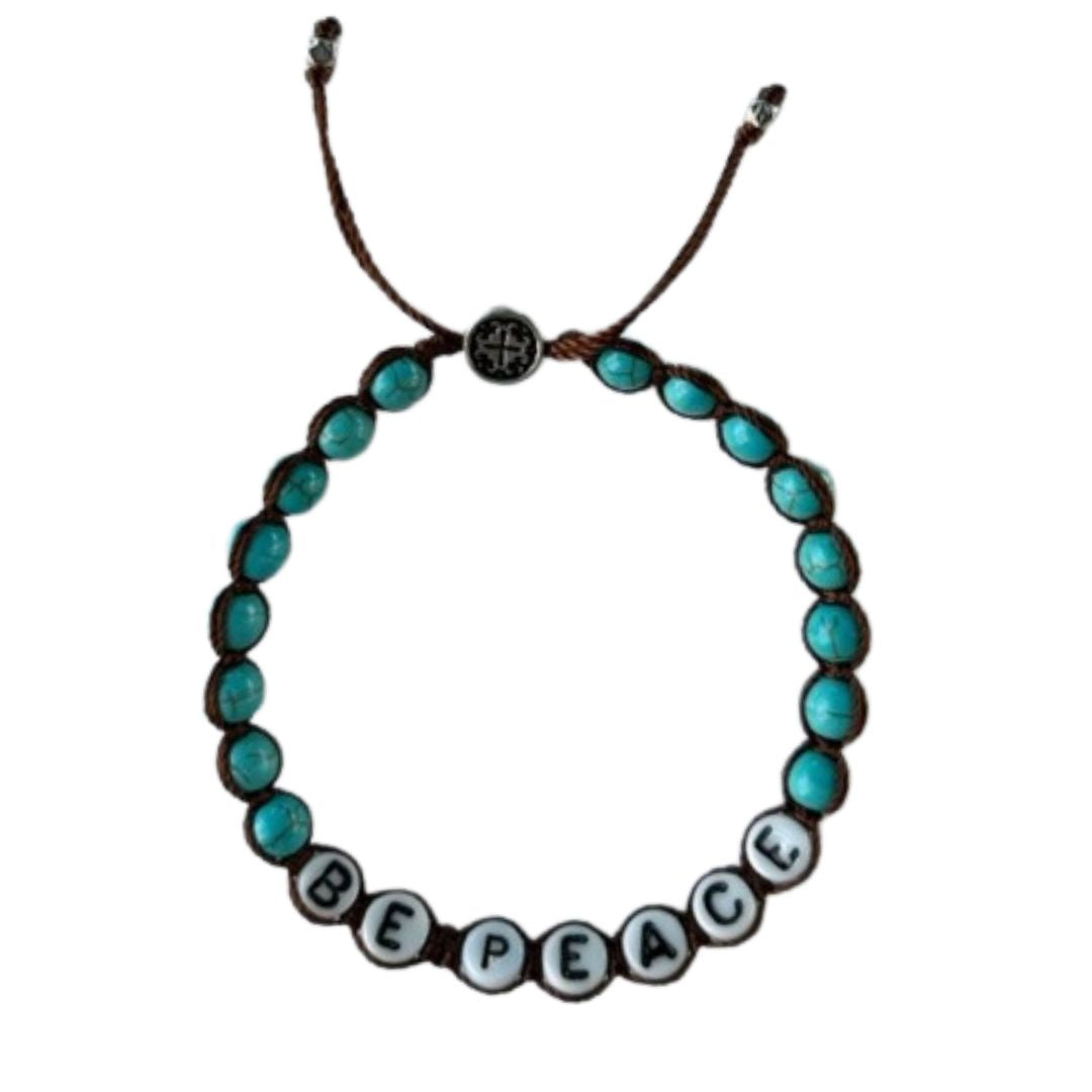 BE PEACE: Mantra Howlite Turquoise Macramé bracelet