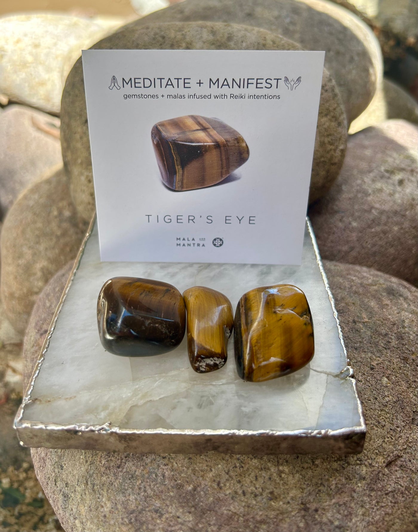 COURAGE:  Tiger's Eye Triple Happiness Gemstone Gift Set