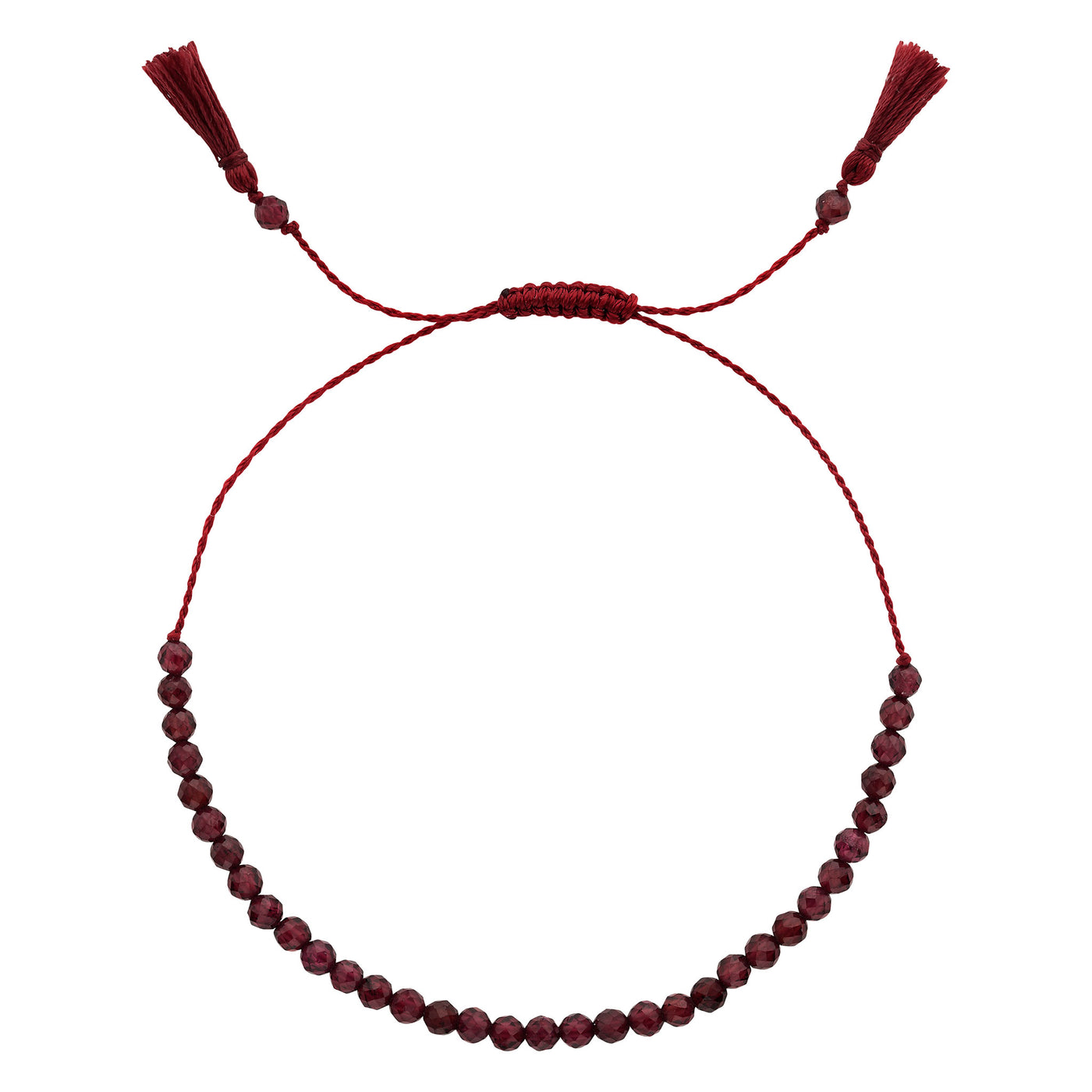 JANUARY Birthstone: Garnet Women's Delicate Faceted Mini Tassel Bracelet
