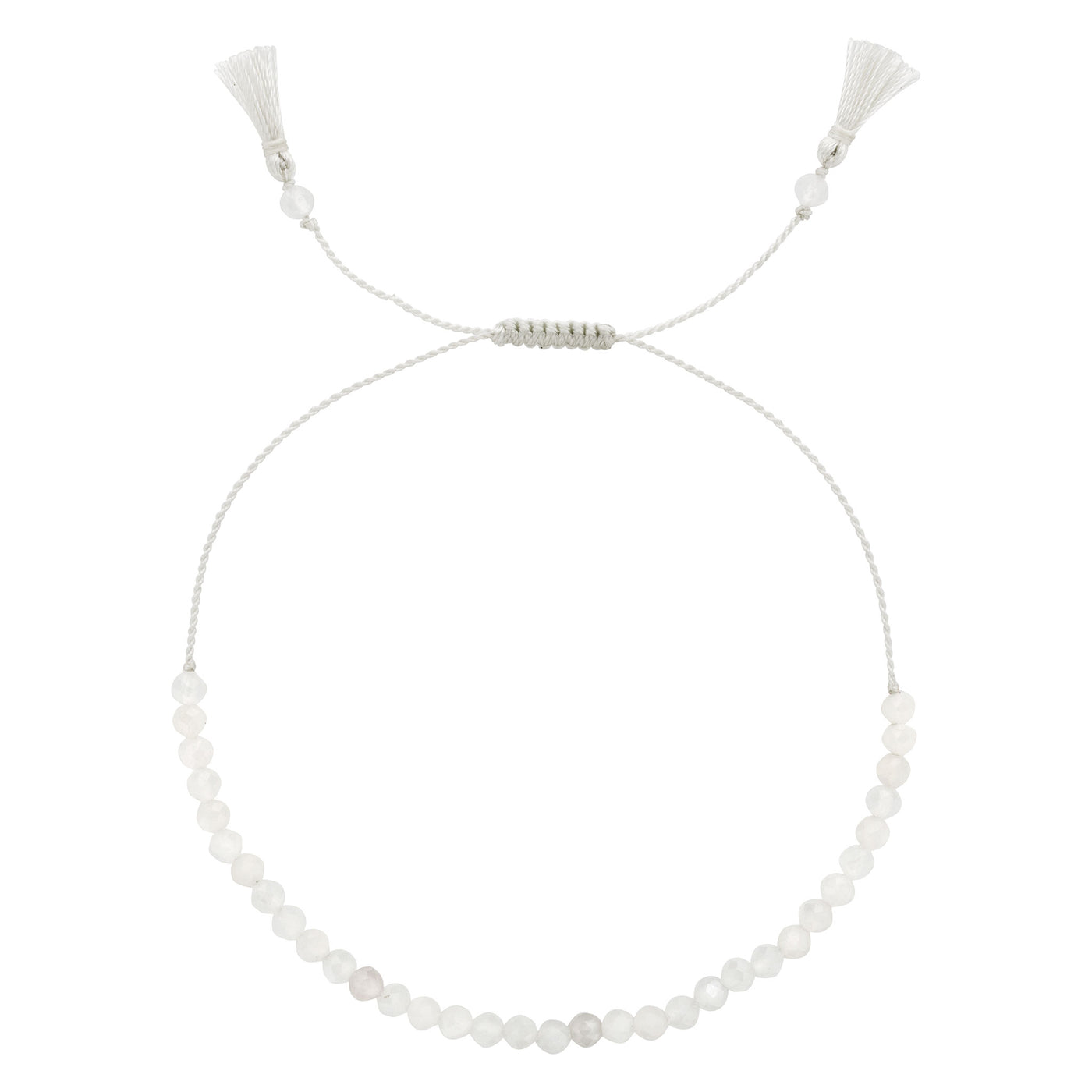 JUNE Birthstone: White Moonstone Women's Delicate Faceted Mini Tassel Bracelet