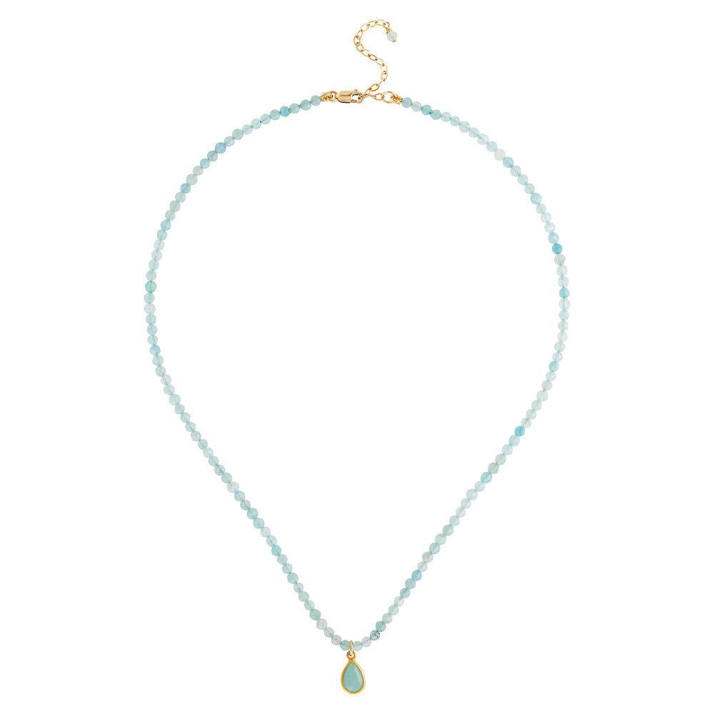 Aquamarine (March) Women’s Delicate 16” Faceted Birthstone Necklace - malaandmantra