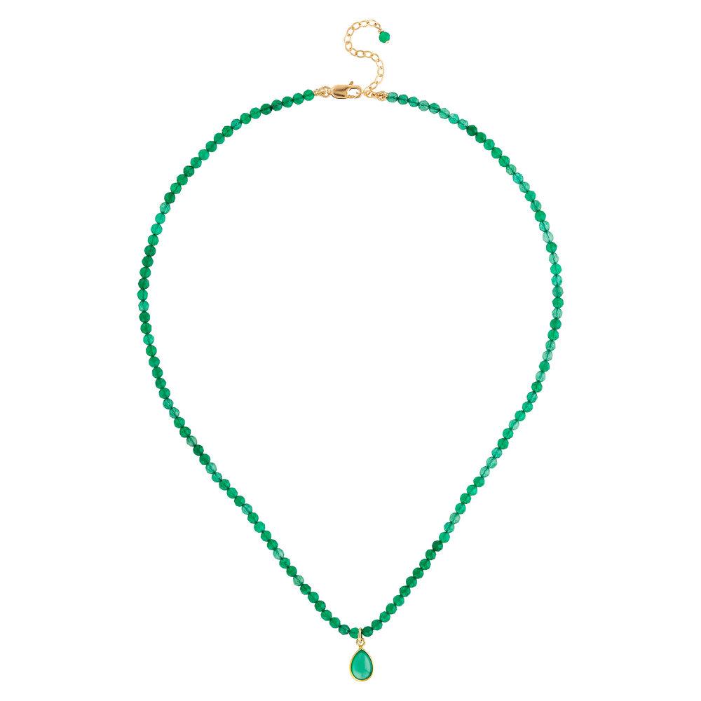Green Agate (May) Women’s Delicate 16” Faceted Birthstone Necklace - malaandmantra