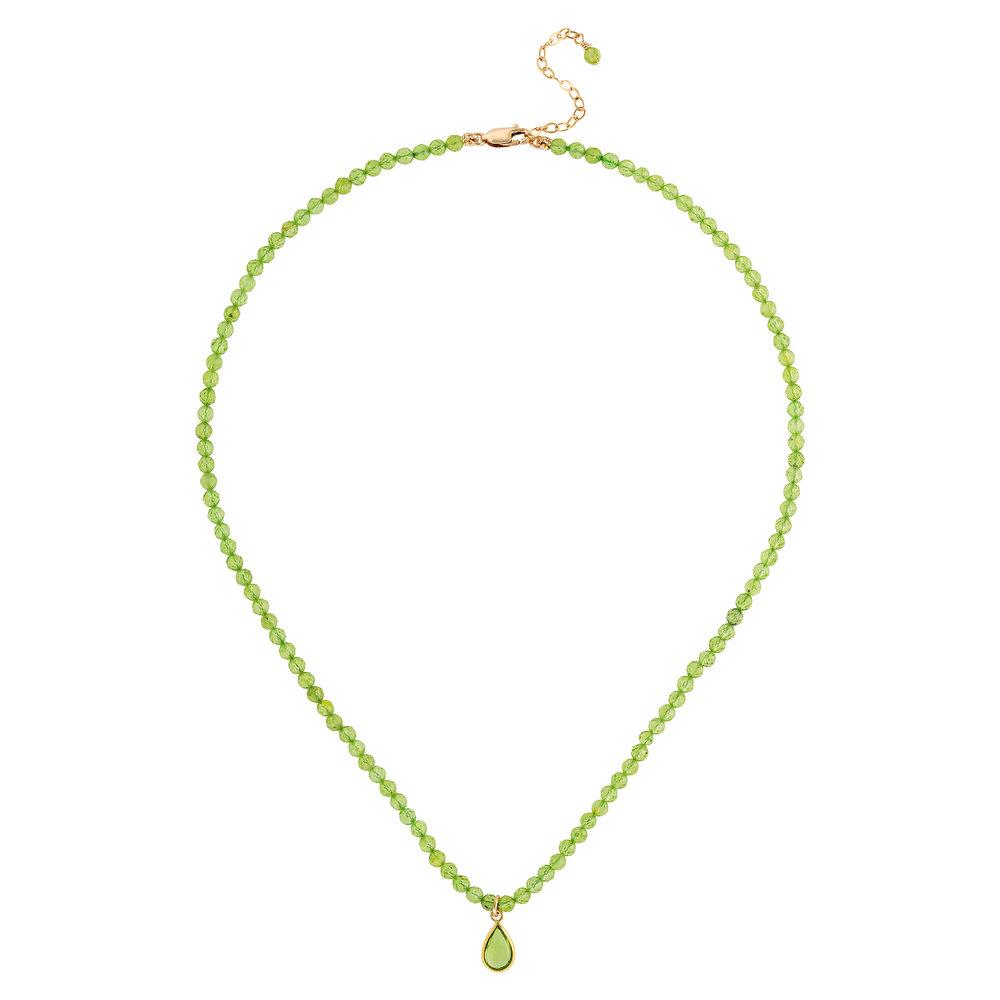 Peridot (August) Women’s Delicate 16” Faceted Birthstone Necklace - malaandmantra