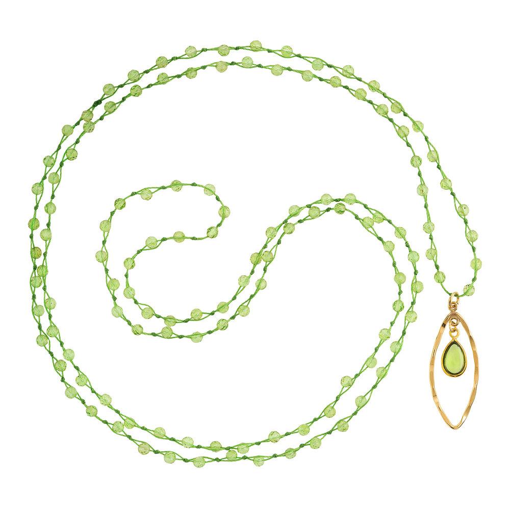 Peridot (August) Women’s Delicate 36” Loose-Knot Faceted Birthstone Necklace - malaandmantra