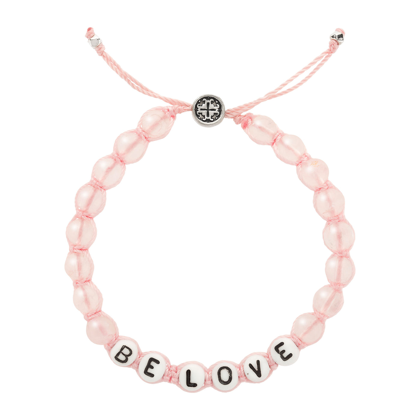 BE LOVE:  Mantra Rose Quartz Macrame Bracelet