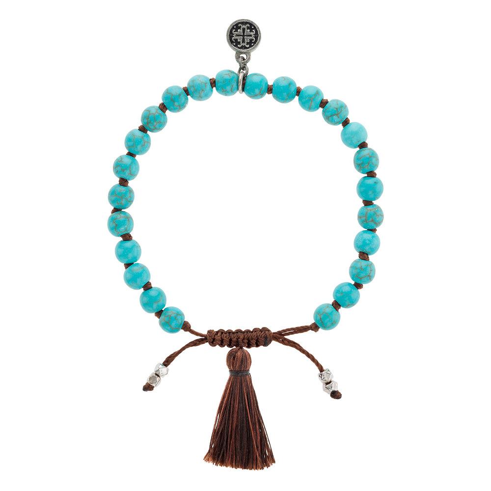 Howlite Turquoise Tassel Bracelet - malaandmantra