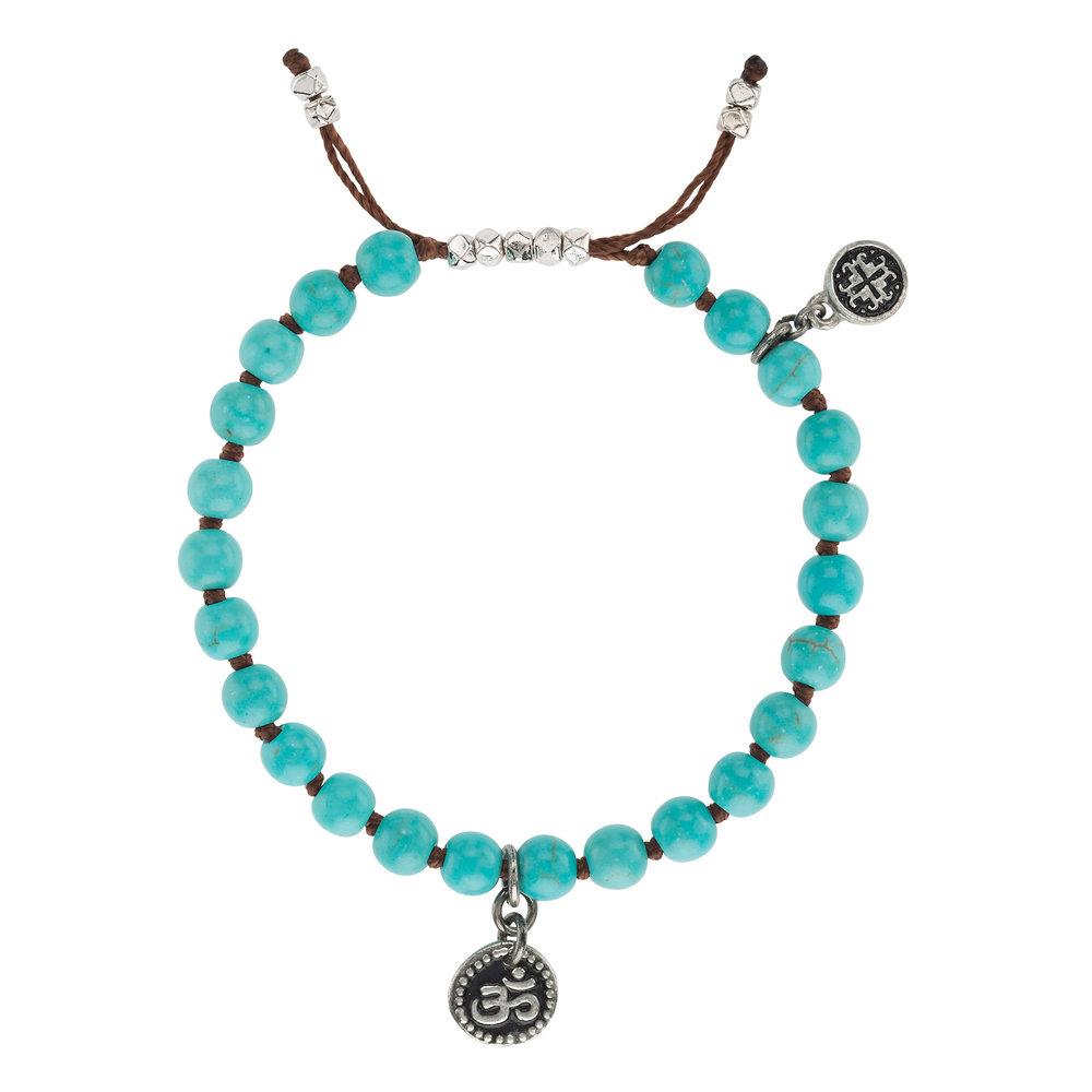 Howlite Turquoise Om Charm Bracelet - malaandmantra