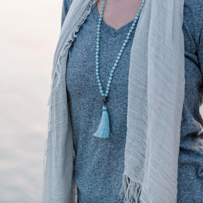 CALMING: Amazonite 108 Bead Hand-Knotted Mala Necklace