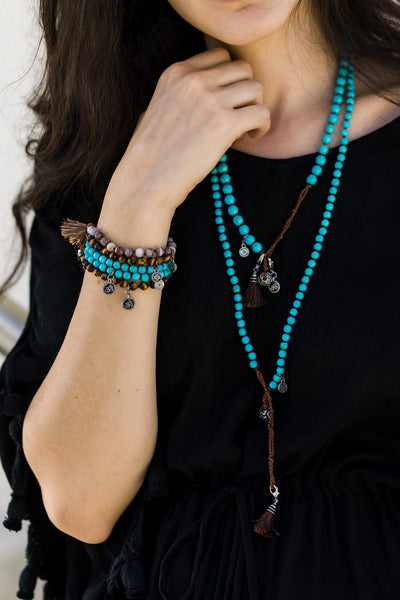 TRANQUILITY:  Howlite Turquoise 108 Bead Hand-knotted Wrap Mala