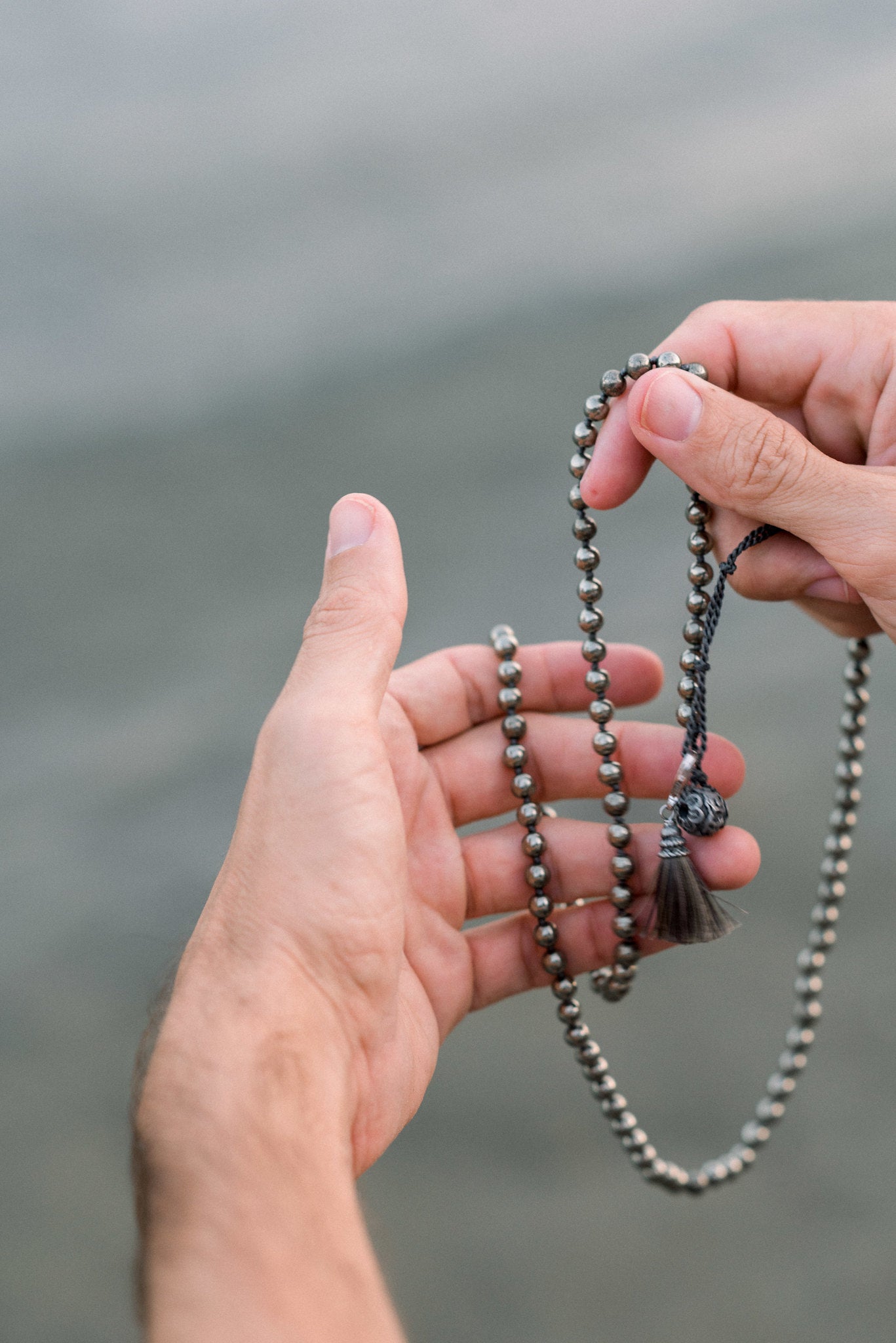 FOCUS: Pyrite 108 Bead Hand-knotted Wrap Mala