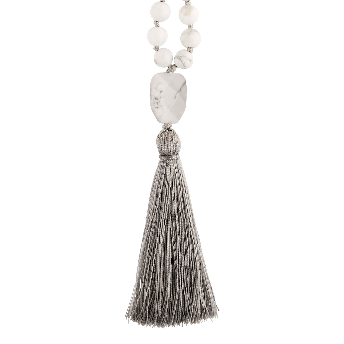 PATIENCE: White Howlite Calming Stone 108 Bead Hand-knotted Mala Necklace (6mm)