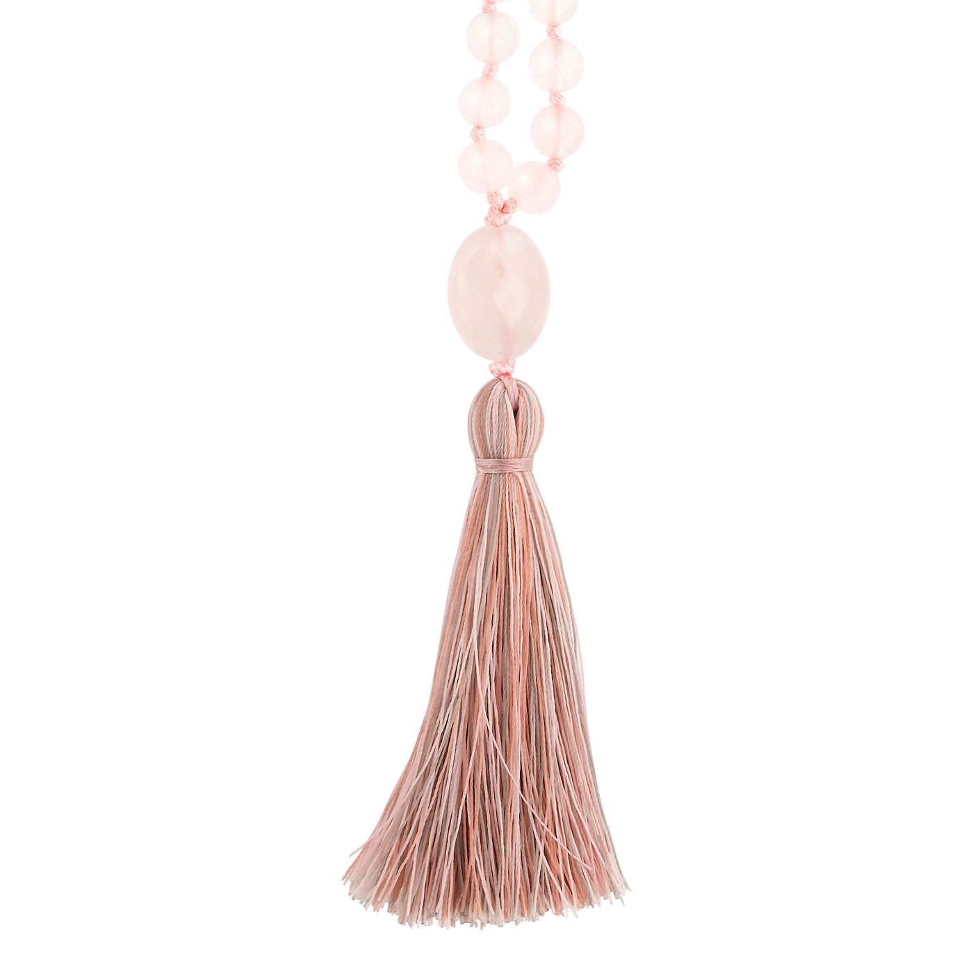 LOVE: Rose Quartz Calming Stone 108 Bead Hand-knotted Mala Necklace (6mm)