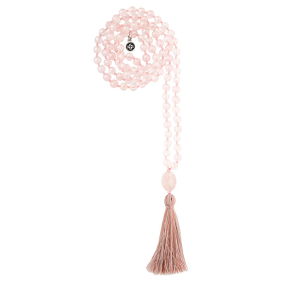 LOVE: Rose Quartz Calming Stone 108 Bead Hand-knotted Mala Necklace (6mm)