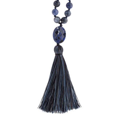 INTUITION: Sodalite Calming Stone 108 Bead Hand-knotted Mala Necklace (6mm)