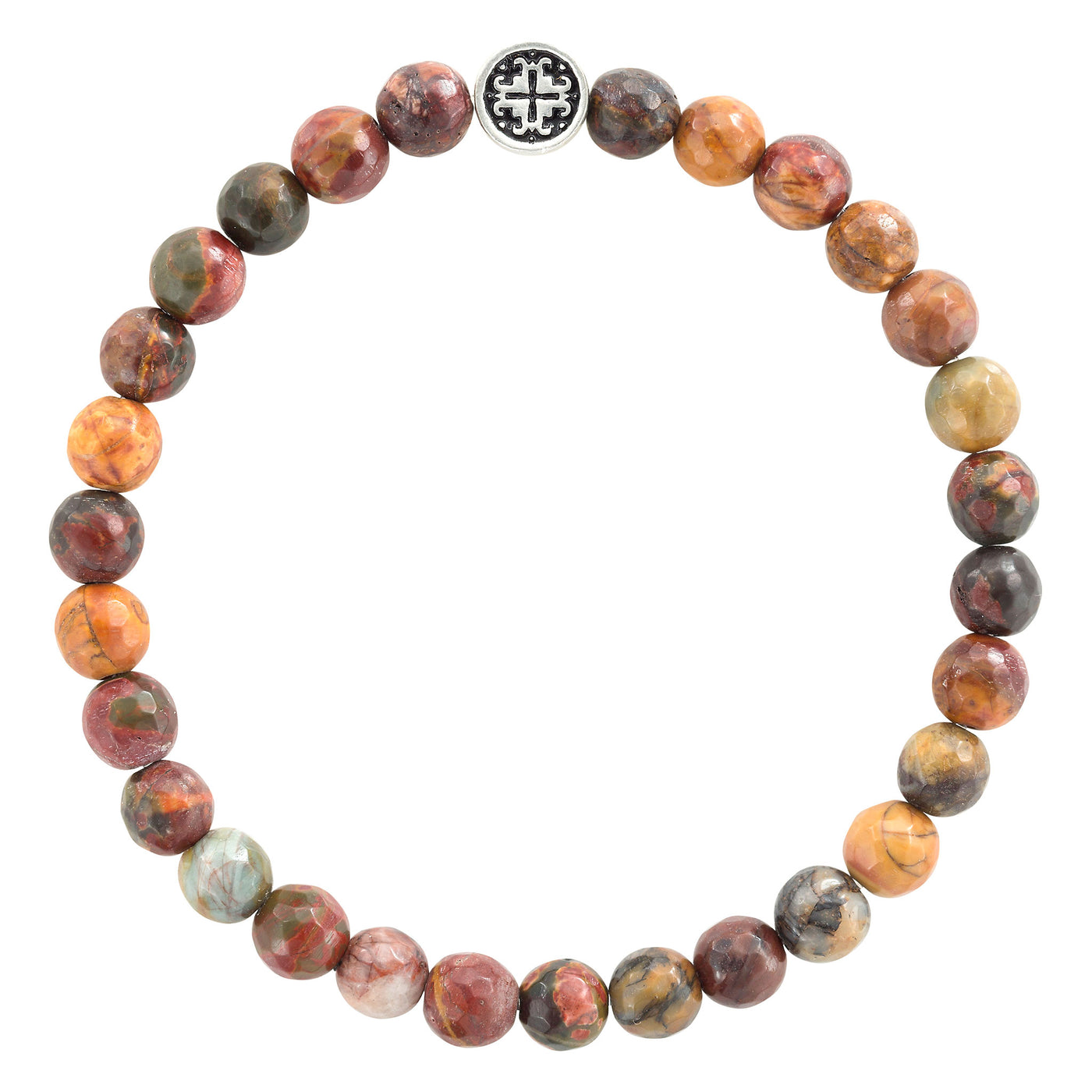 RELAXATION: Red Creek Jasper Faceted Stretch Bracelet