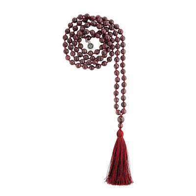 PASSION: Garnet Faceted 108 bead Hand-knotted Mala