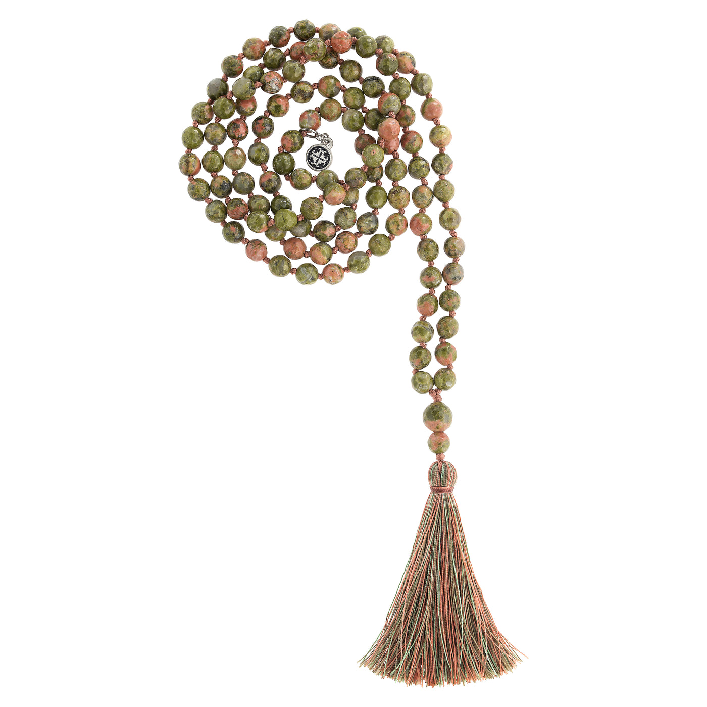 HEALING: Unakite Faceted 108 bead Hand-knotted Mala