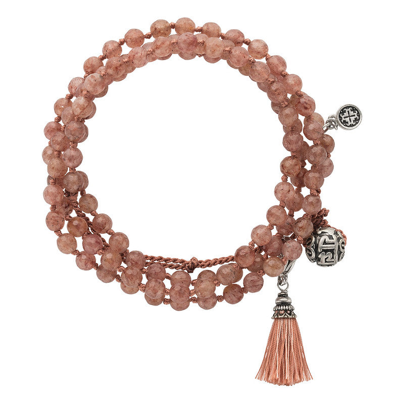 VITALITY: Ruby Quartz Faceted 108 bead Hand-knotted Adjustable Wrap Mala
