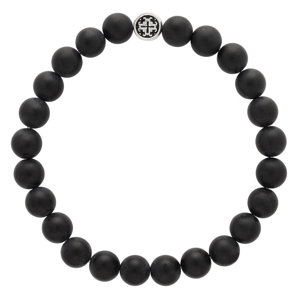 Black Agate Men's-Unisex Elastic Bracelet - malaandmantra